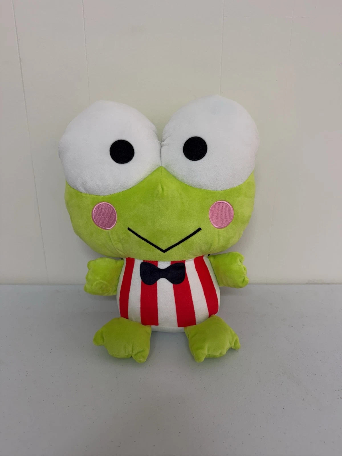 Sanrio Keroppi Plush Backpack Striped Shirt Green Frog Kawaii Bag