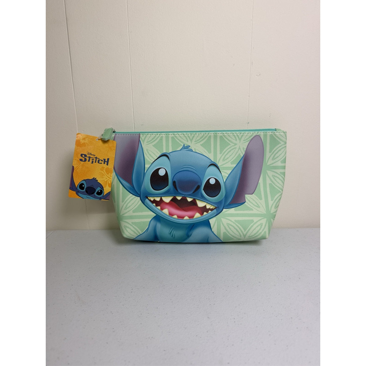 Disney Lilo & Stitch Cosmetic Makeup Bag Travel Pouch Floral Blue