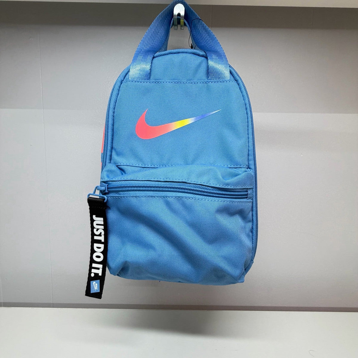 Nike Brasilia Just Do It Fuel Pack Insulated Lunch Bag Blue Rainbow Swoosh