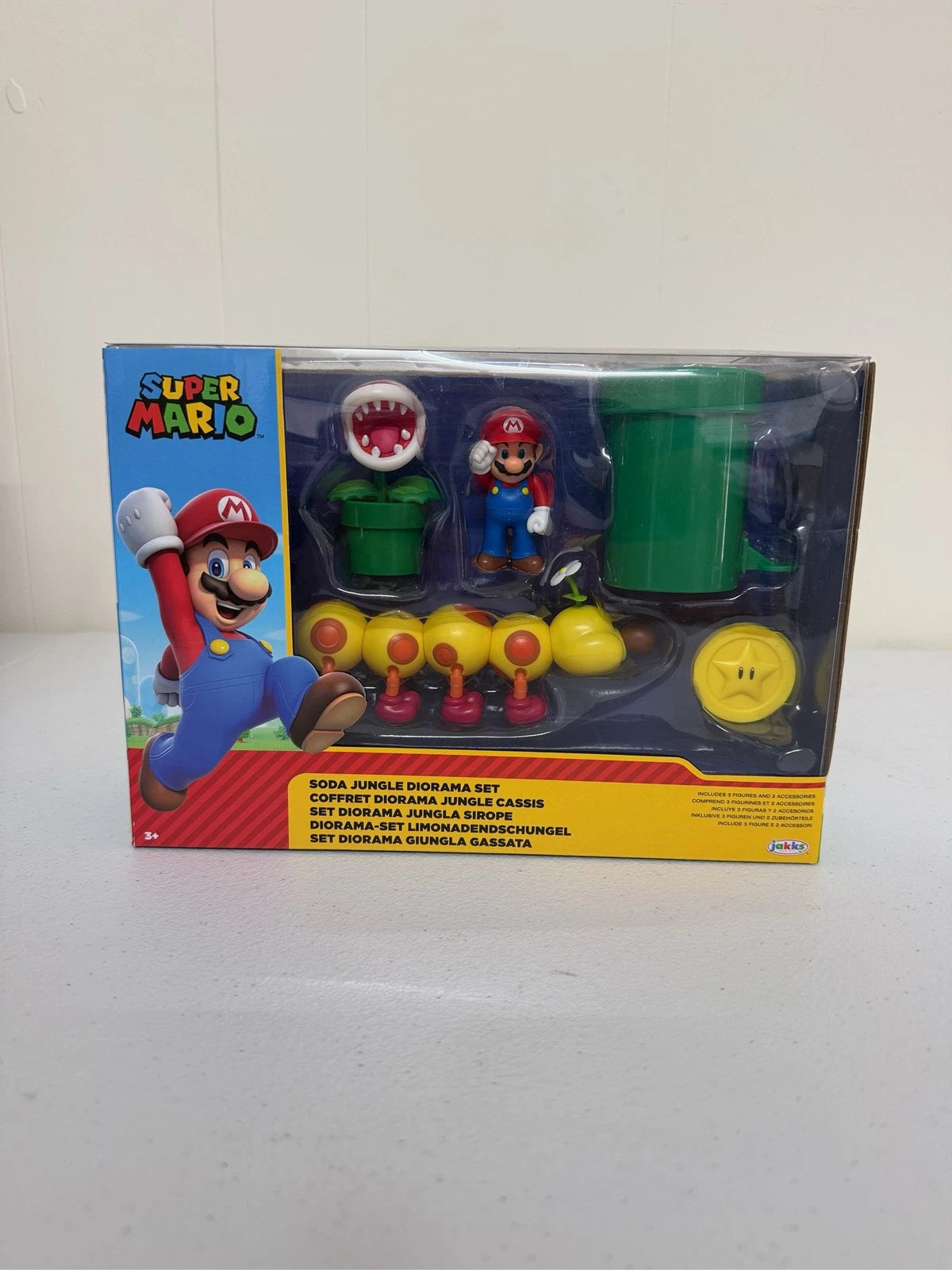 Jakks Pacific Super Mario Soda Jungle Diorama Set Mario Wiggler Piranha