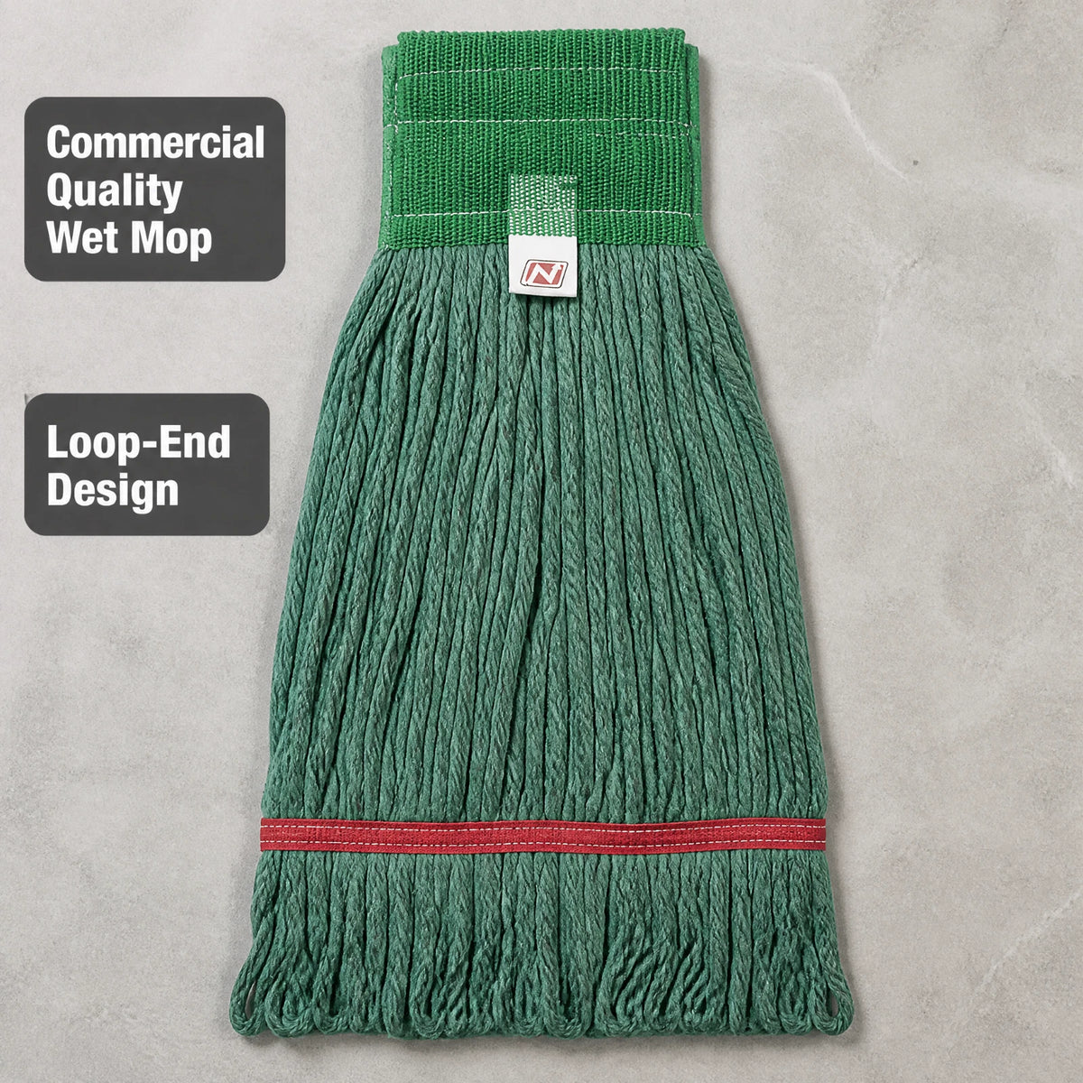 Nexstep 97146 MaxiClean Medium Loop-End Wet Mop Head Green Commercial