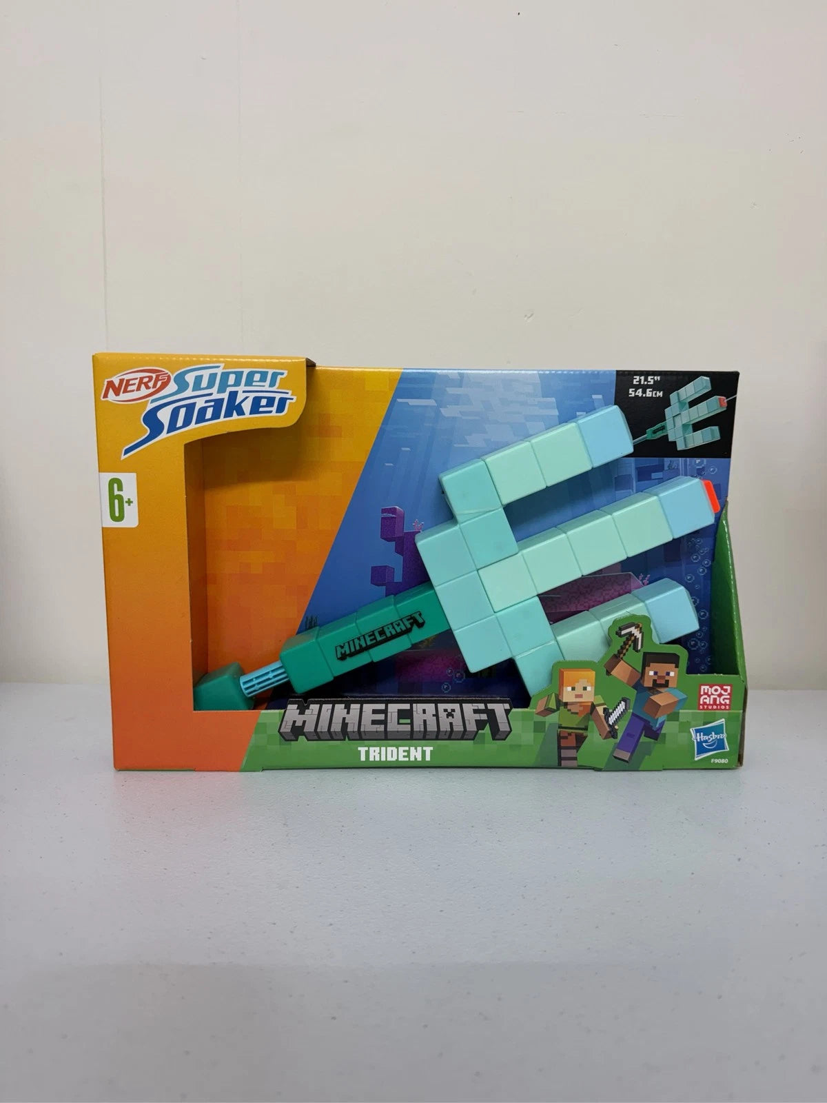 Nerf Super Soaker Minecraft Trident Water Blaster Pull Back Toy Gun