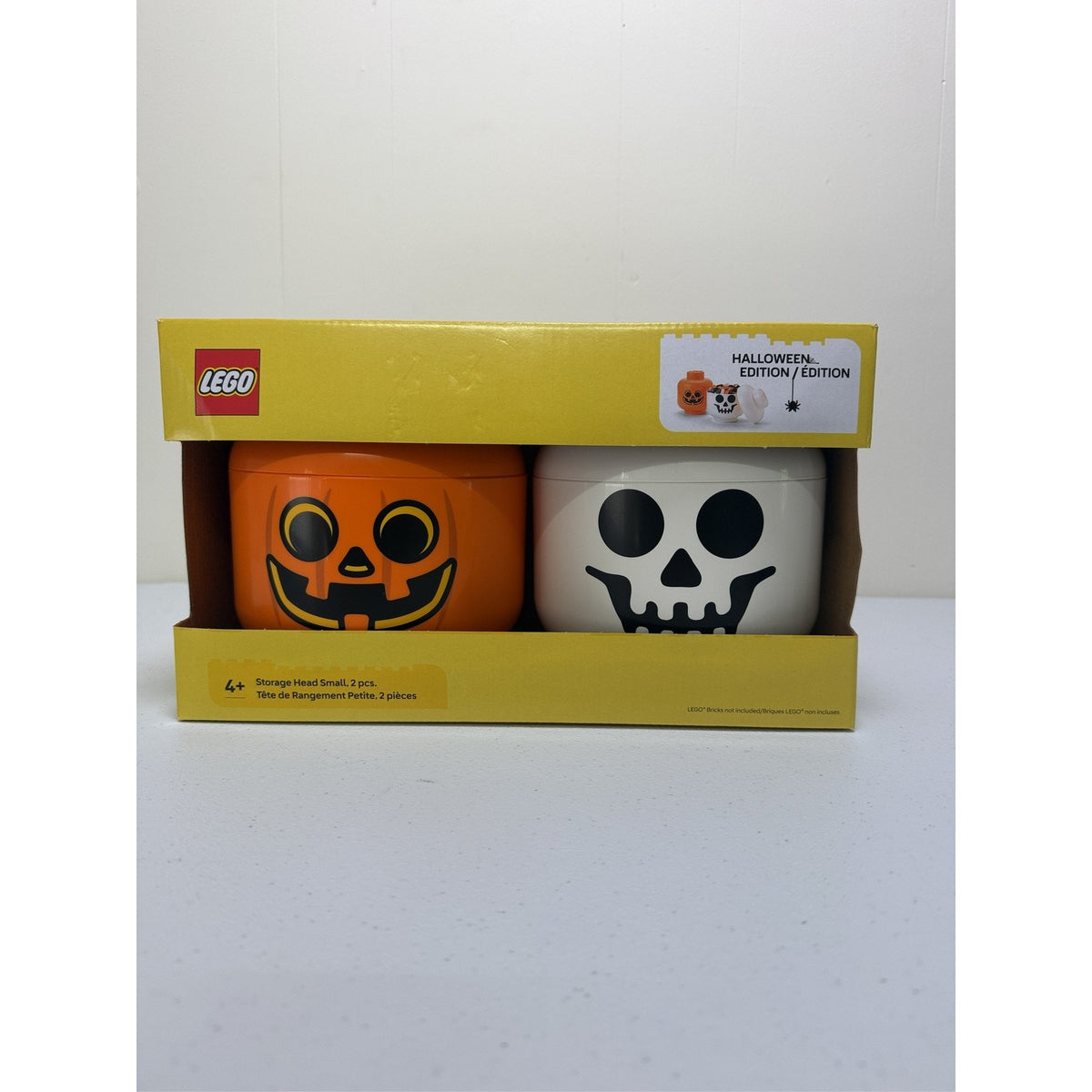 LEGO Halloween Edition Small Storage Head 2 Piece Set Pumpkin Skeleton