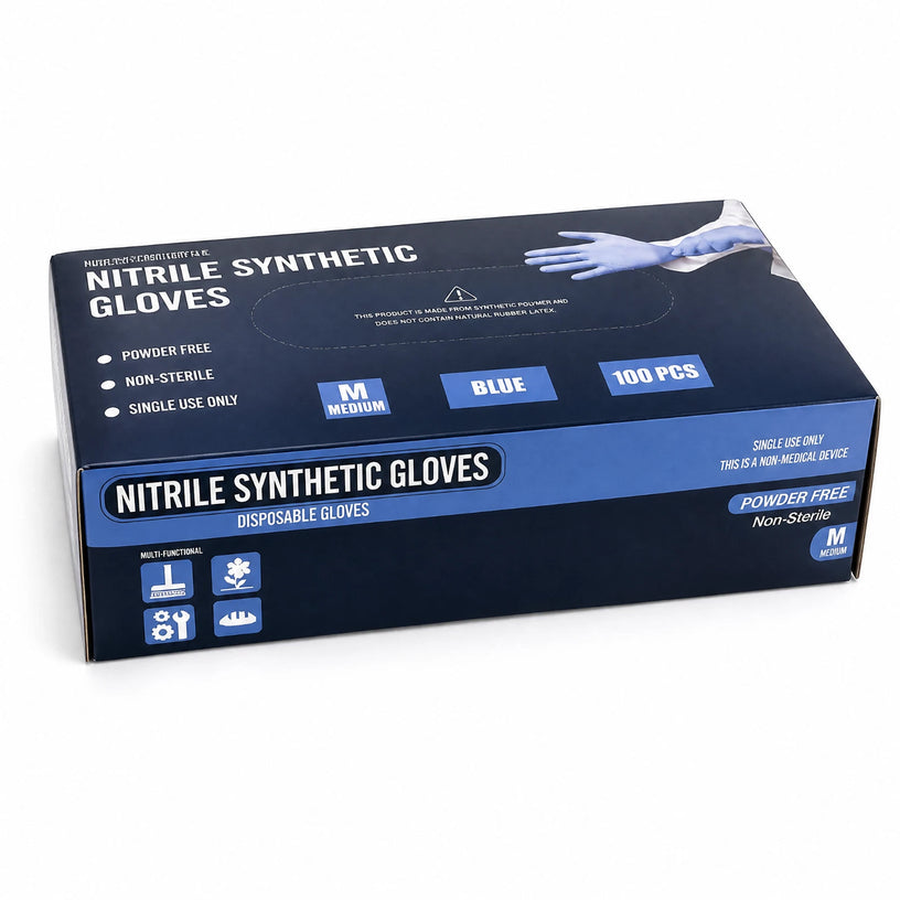 Fortress Nitrile Vinyl Blend Gloves Medium Blue Powder Free 100 Count Disposable