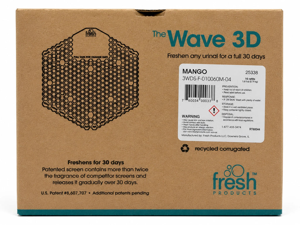 Fresh Products Wave 3D Urinal Deodorizer Screens Mango 10 Pack 3WDS-F-04