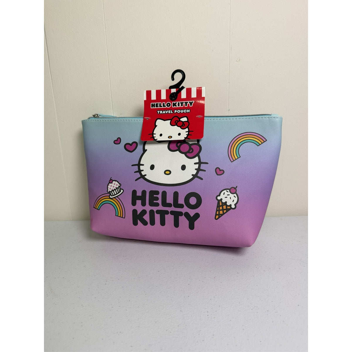 Hello Kitty Travel Pouch Makeup Bag Rainbow Ombre Sanrio Zipper Case