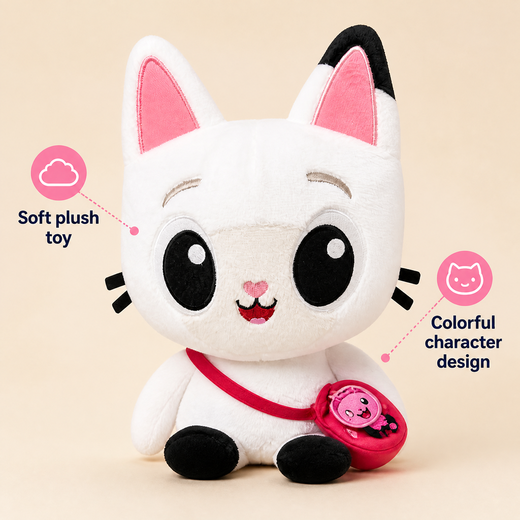 Gabby's Dollhouse Movie Feature Plush Toy with 4 Accessories - English Only