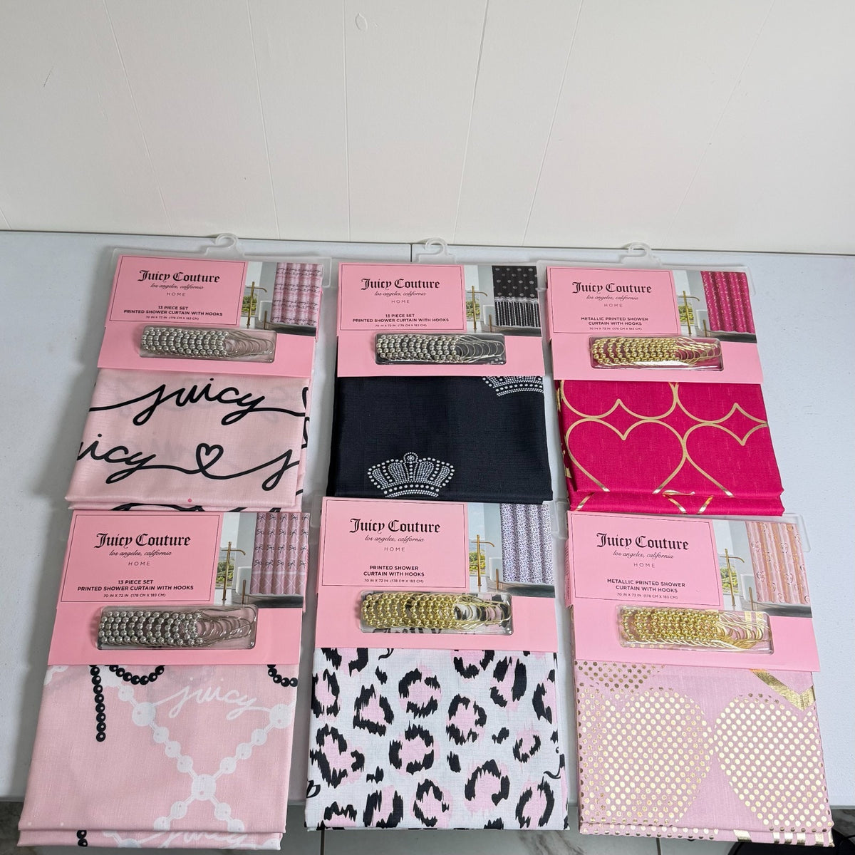 Juicy Couture Home 13 Piece Shower Curtain Set with Hooks Size: 70" × 72"