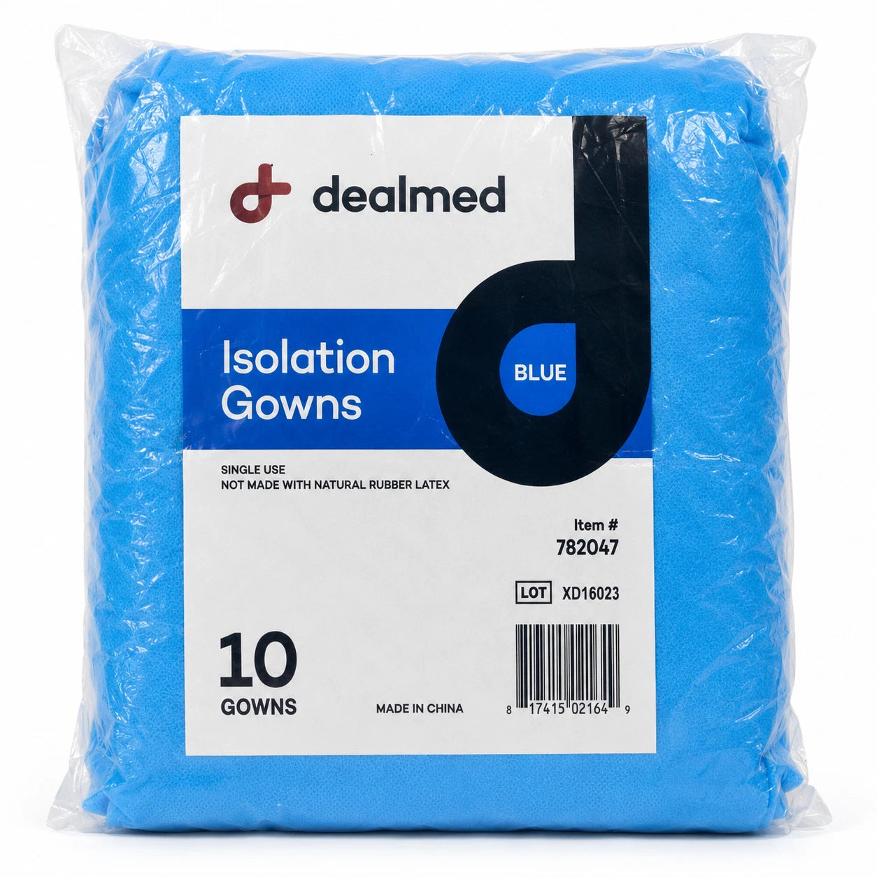 Dealmed Blue Isolation Gowns Disposable Latex-Free 10 Pack MPN 782047 NEW