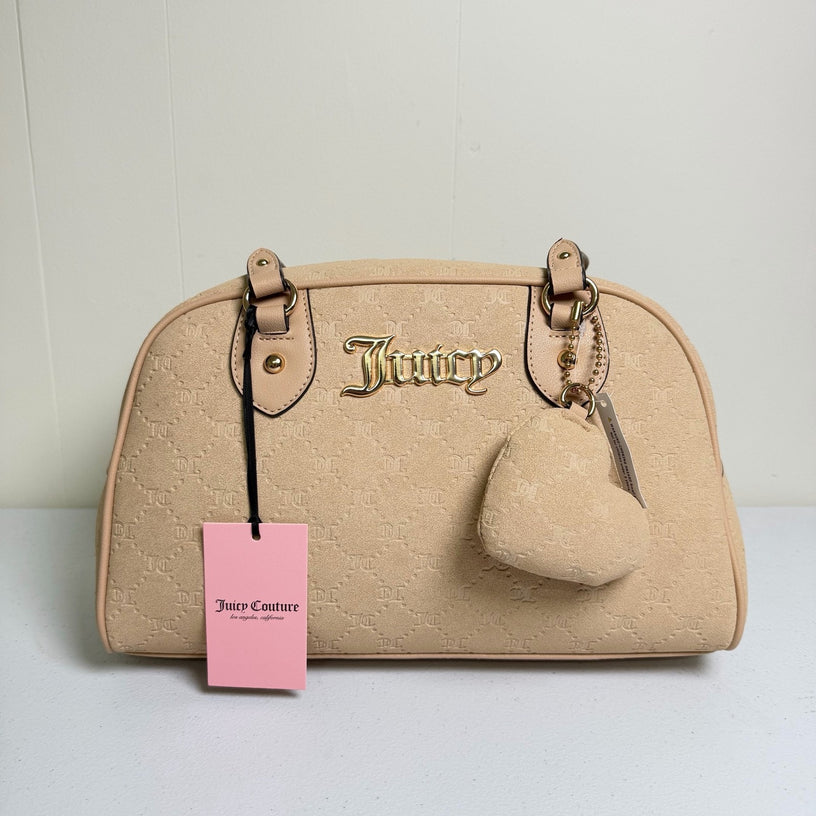 Juicy Couture Beige Logo Satchel Handbag Heart Charm & Pouch