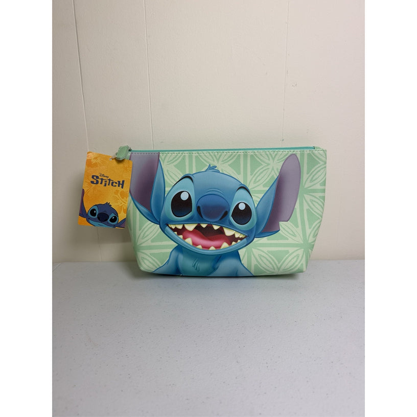 Disney Lilo & Stitch Cosmetic Makeup Bag Travel Pouch Floral Blue