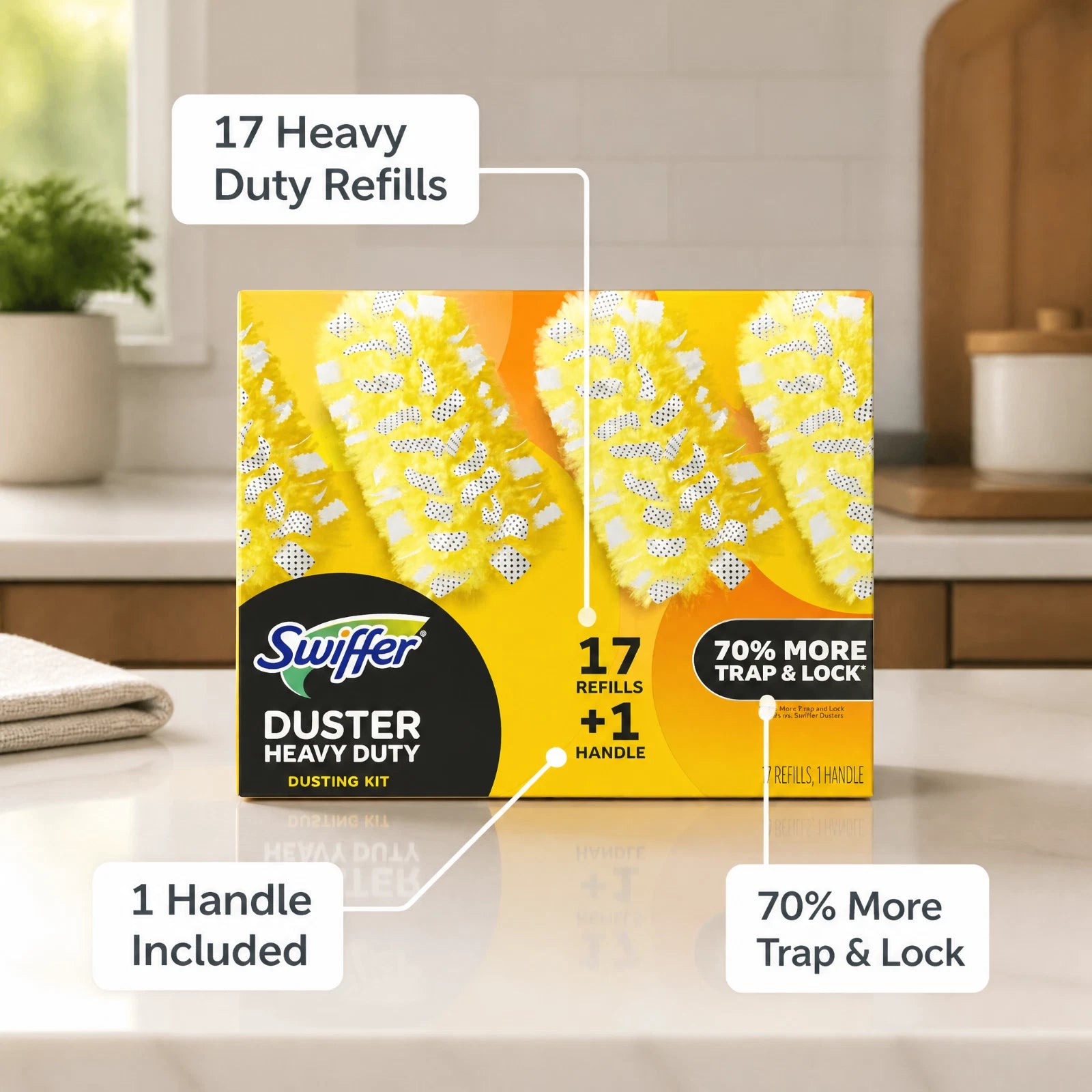 Swiffer Duster Heavy Duty Dusting Kit 17 Refills + 1 Handle NEW