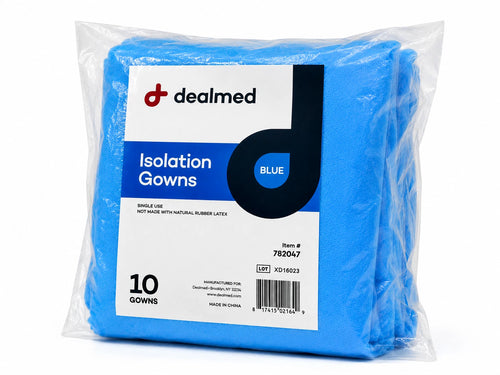 Dealmed Blue Isolation Gowns Disposable Latex-Free 10 Pack MPN 782047 NEW
