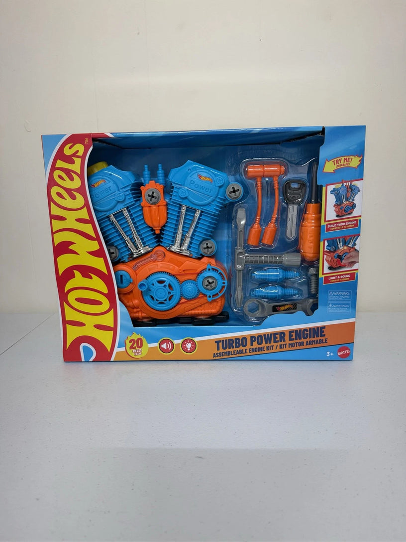 Hot Wheels Turbo Power Engine Assembleable 20pc Toy Kit Light & Sound