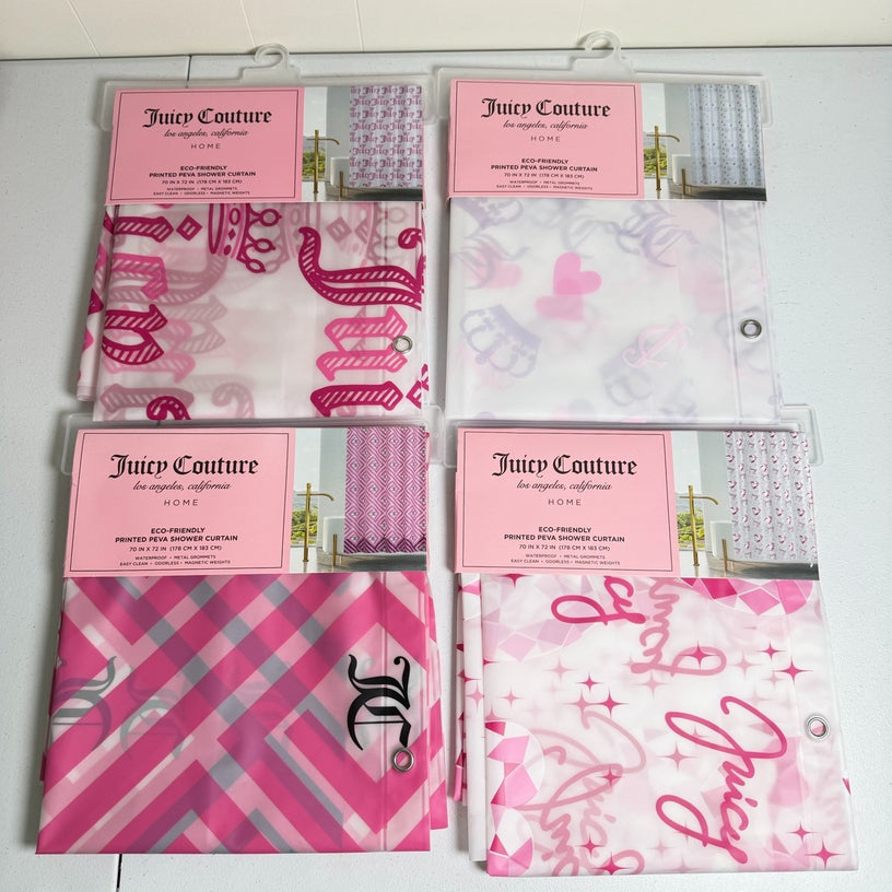 Juicy Couture Home Pink Printed PEVA Shower Curtain 70 x 72" New Choose Design