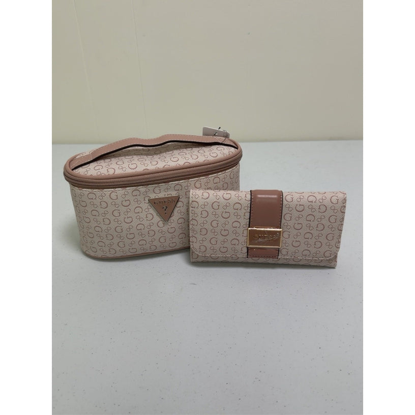 GUESS Light Rose Matching Set – Isabella Wallet & Junction Travel Cosmetic Case
