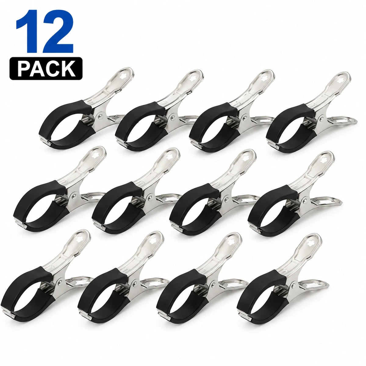 12 Pack Pool Cover Clips 4.7" Heavy Duty Metal Clamps Above Ground Pool