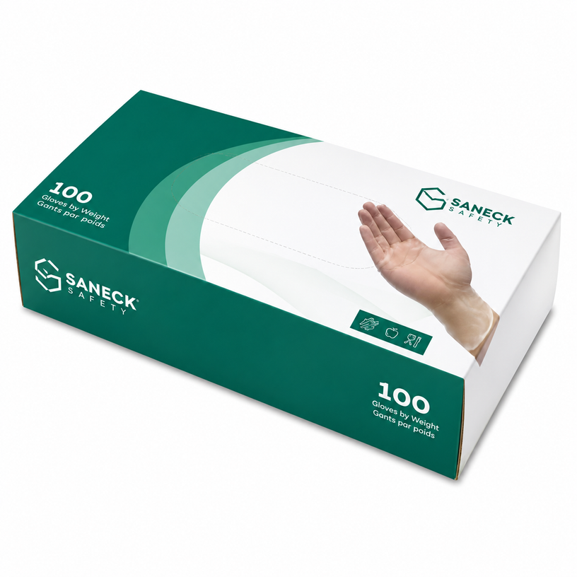 Disposable Vinyl Gloves Clear Small Powder Free 100 Count Sanek Safet