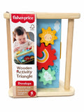 Fisher-Price Wooden Activity Triangle, 3-Sided Fine Motor Toy for Baby & Infant